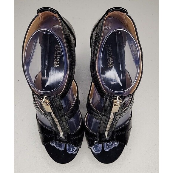 MICHAEL KORS Berkeley BLACK PATENT LEATHER ZIP FRONT PUMPS SIZE 8 M PW16G - Picture 7 of 9